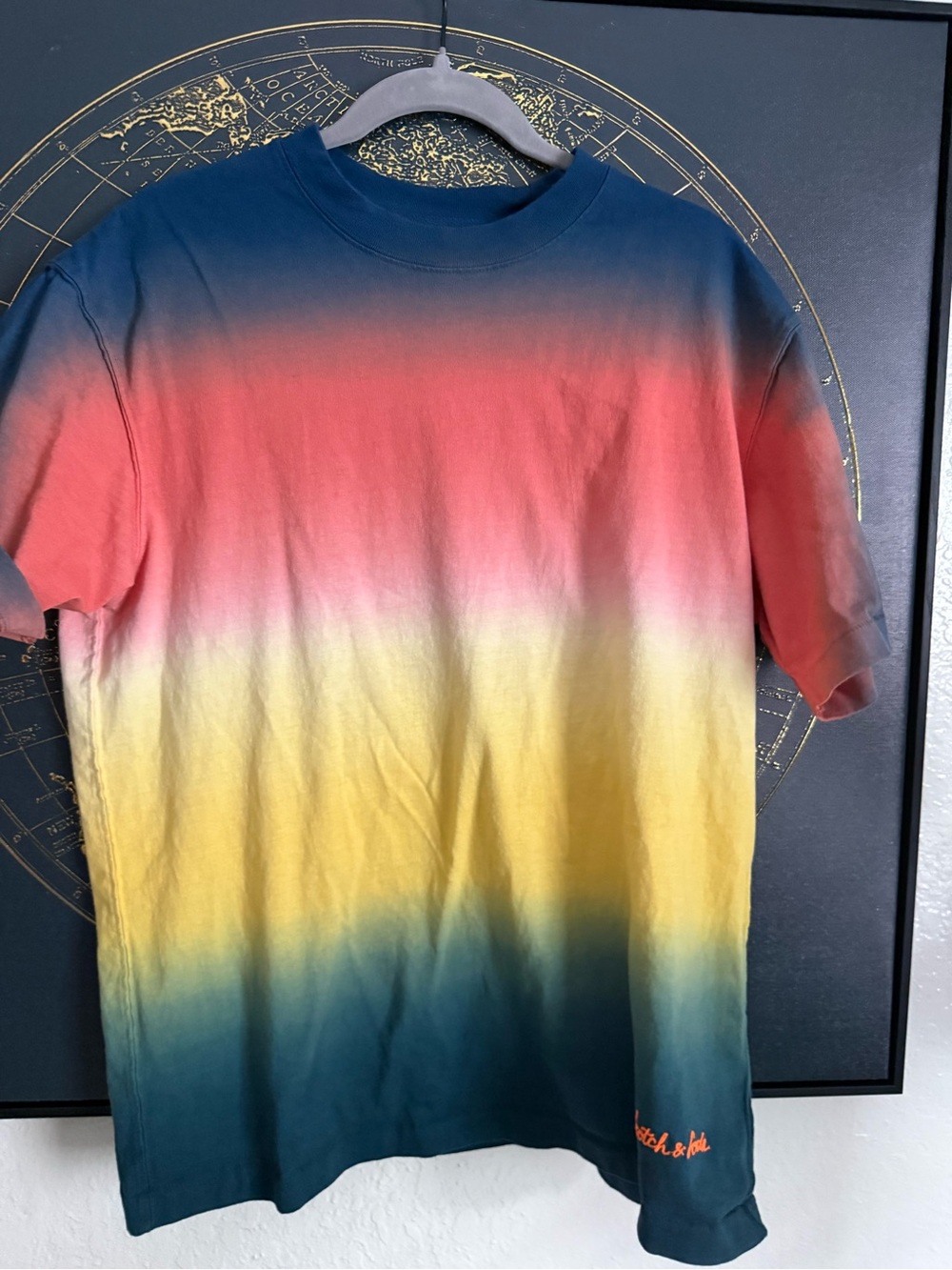 Scotch & Soda Ombre Crewneck Tee in Coral, Yellow & Teal